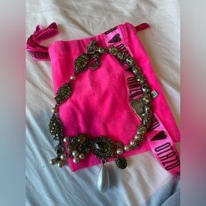 Vintage Rodrigo Otazu Swarovski Pearl and Green Crystal Necklace